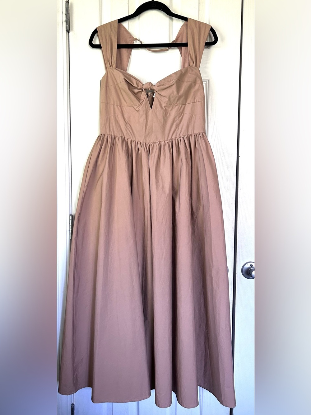 Endless Blu Reid Taupe Bow Front Maxi Dress Size Large NWT